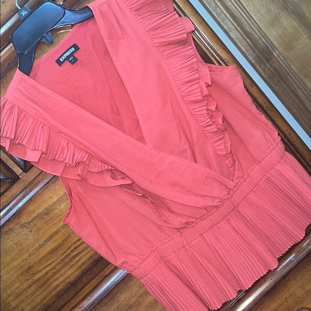 Express orange Ruffle Sleeveless Top